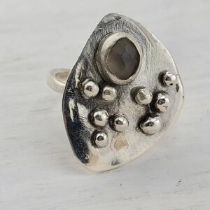 MOONSTONE RING HANDMADE IN STERLING SILVER METAL SIZE 6.5